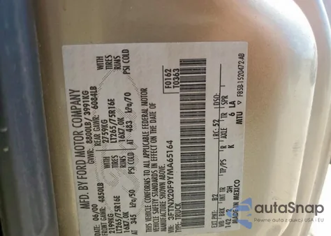 2000 Ford F250 Super Duty z USA, uszkodzony, nr VIN 3FTNX20F9YMA65164